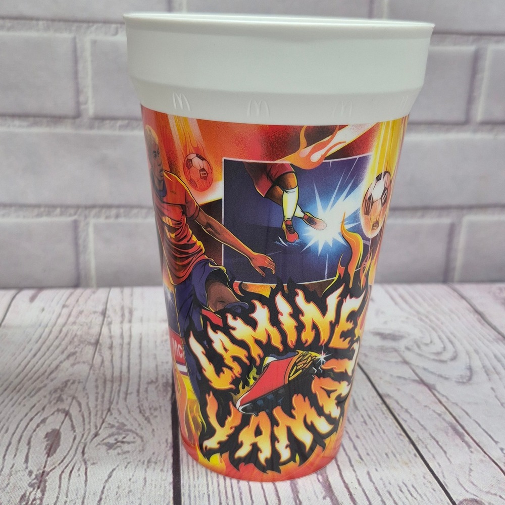 McDonalds Lamine Yamal Soccer Collectible Plastic Cup Flame Graphic USA Made